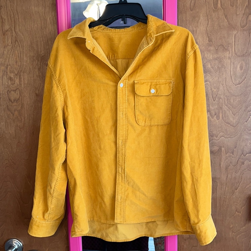 Yellow corduroy shacket